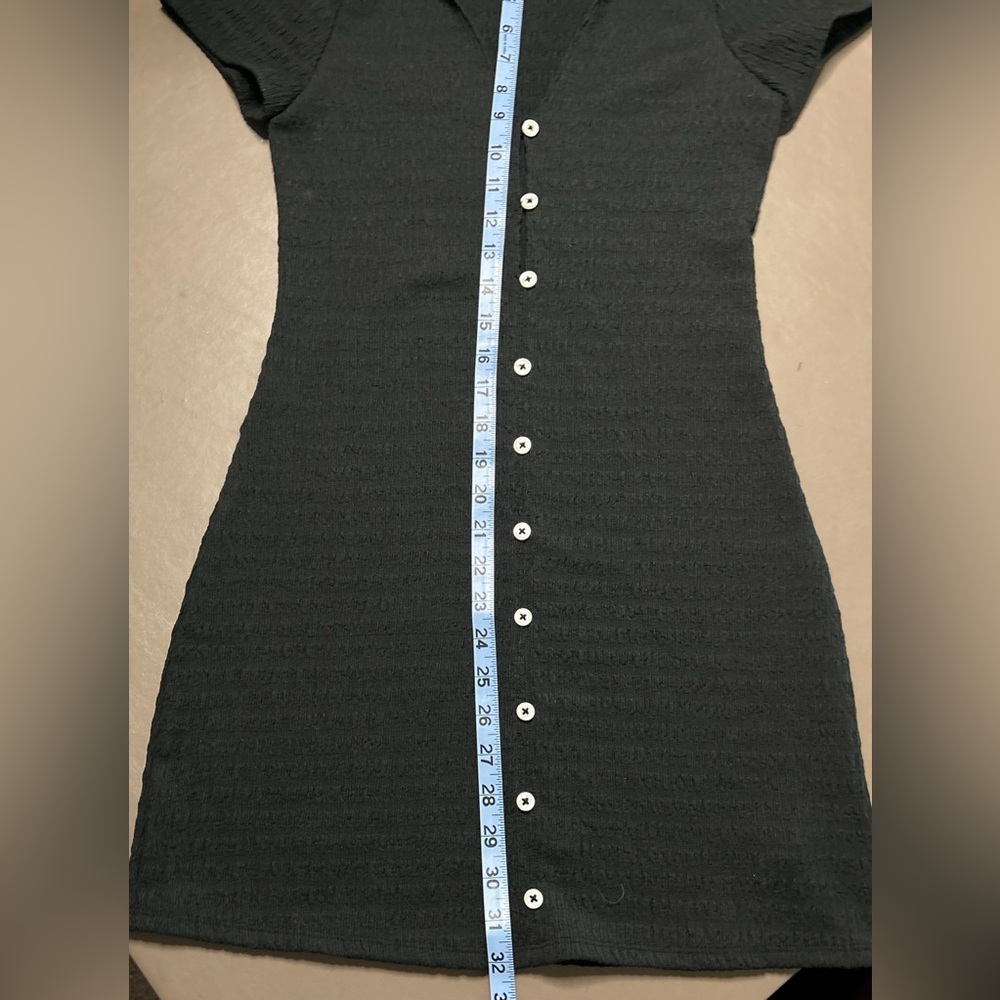 American Eagle Black 3 Button-Down Dress others sewn on for design.Stretchy EUC - Picture 4 of 6